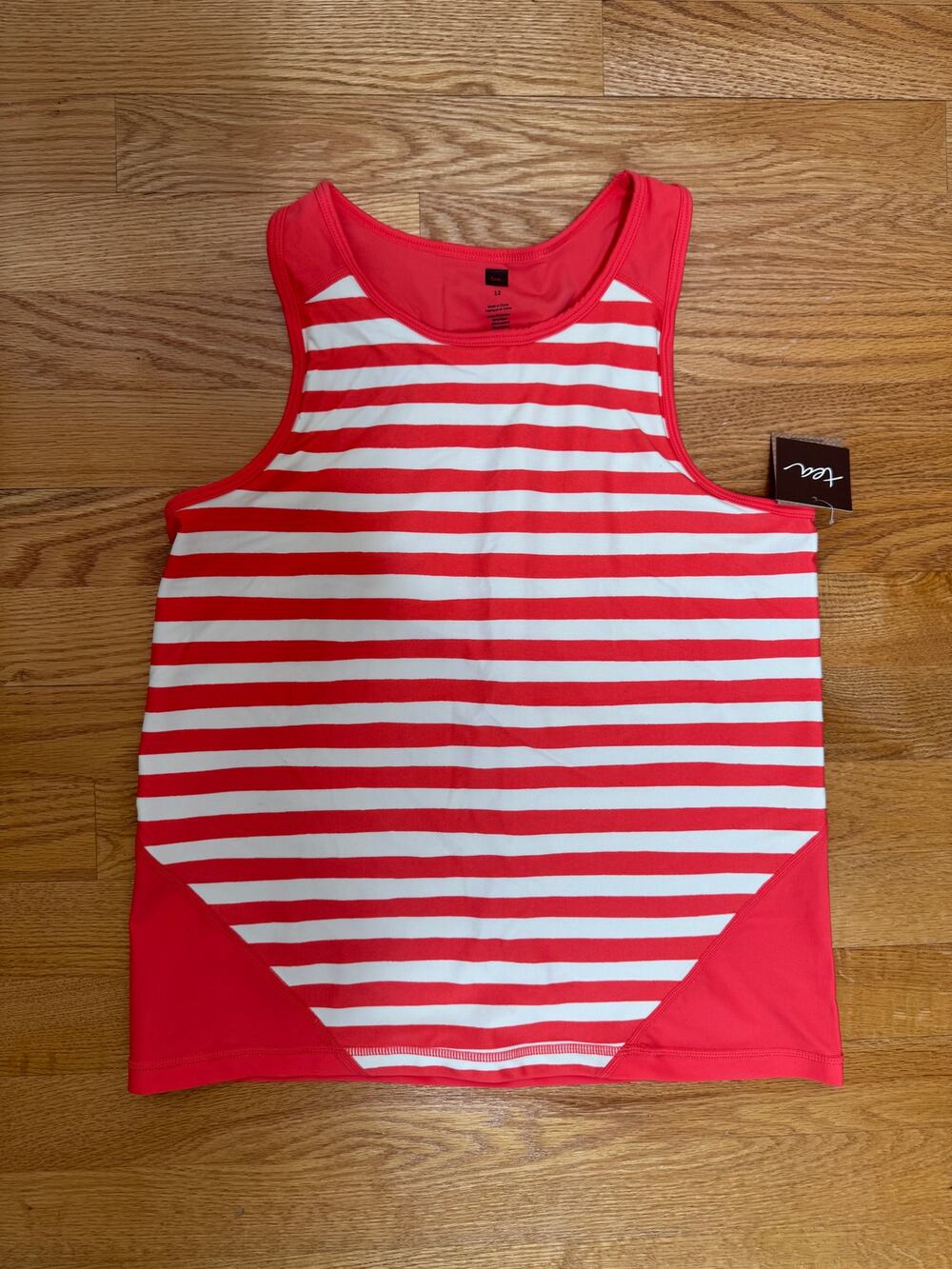 NWT Tea Collection Girls Tank Top, Active Tank Top, Orange Stripe, Kids Size 12